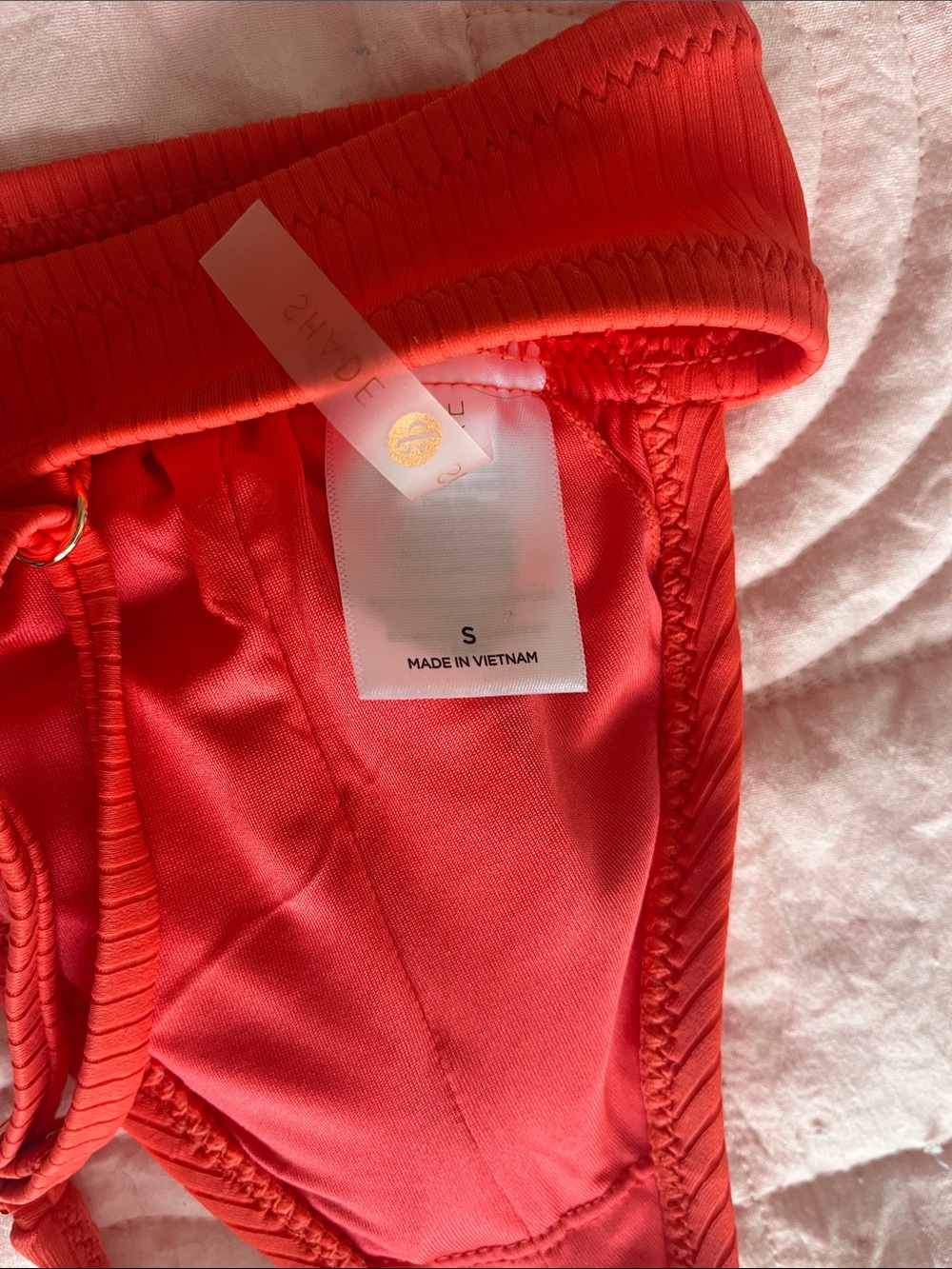 Red Ribbed Triangle Bikini Top - Picture 3 of 3